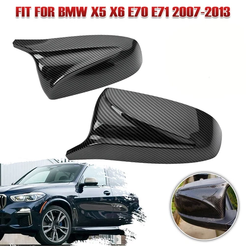 For BMW X5 X6 E70 M Style Carbon Fiber Side Wing Mirror Cover Cap 51162182697/98