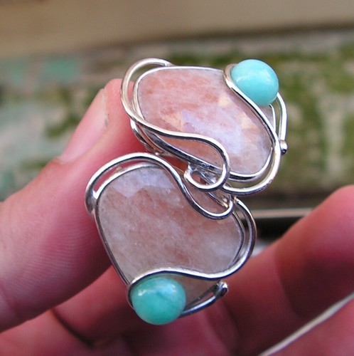 Handmade earrings emerald root gems and original turquoise lady - Picture 7 of 12