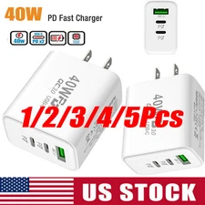 US Dual PD 40W Fast Wall Charger Power Adapter For iPhone 15 Pro Max 14 13 Plus