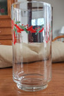Poinsettias & Ribbons Tumblers (pair) 12 oz. Bottle Bottom  Glass Tienshan Red! — photo 2