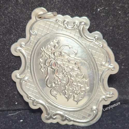 Vintage 1988 Towle Natale Medaglione Floreale STERLING Ornamento Vischio con Scatola - Foto 15 di 17