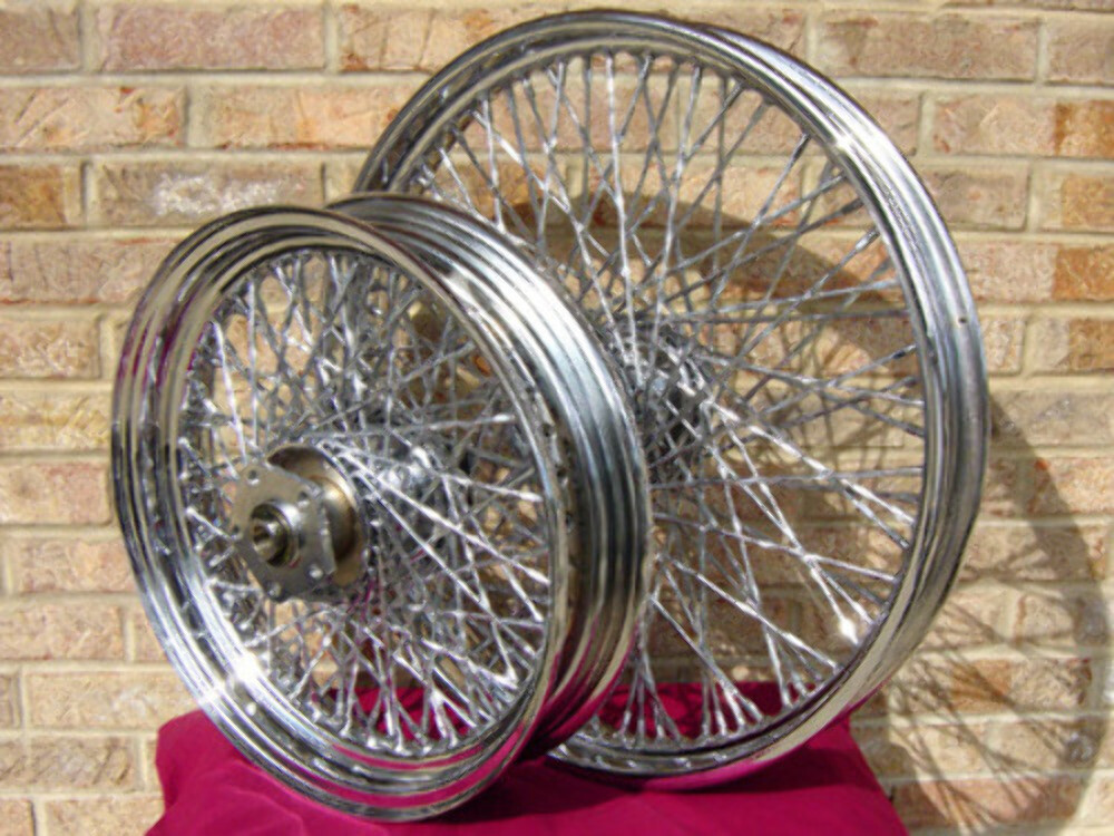 80 TWISTED SPOKE CHOPPER CUSTOM 21x2.15 & 16x3 WHEELS FOR HARLEY PARTS