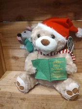 Giggles International Winter Wonder Lane Teddy Bear Santa And Mouse Reading The