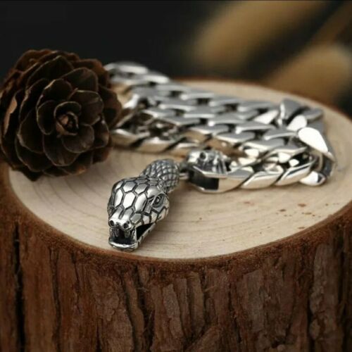 Men's Jewelry Stainless Steel Bracelet Punk Snake Charm Wristband 49-8 - Picture 1 of 5