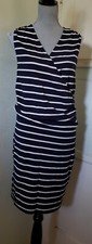 NWT $88 Ann Taylor Navy Blue Striped Dress Size XS Wrapped Low waist