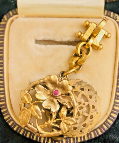 UNIQUE ART NOUVEAU FLOWER WASH GOLD SILVER SLIDE VINAIGRETTE LOCKET PENDANT - Picture 2 of 4