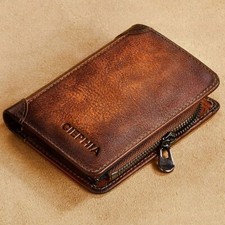 Leather Wallet Men's RFID Bifold Blocking Card Genuine Wallets Slim Men Holder