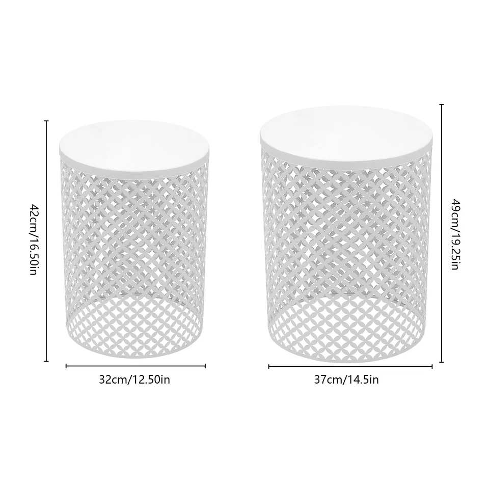 2PCSModern In/Outdoor Side Table Metal Frame Accent Table Round End Table Decor - Image 3 of 4