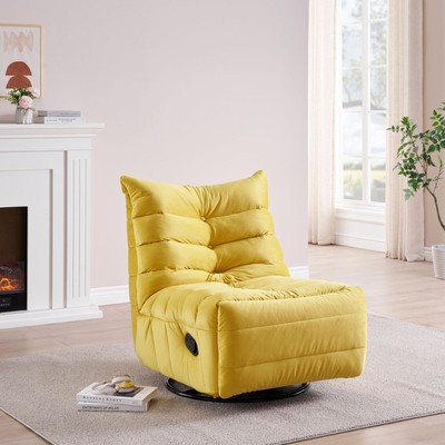 Manual Lazy Recline Chair, Rotatable Lounge w/Side Pocket, Leisure Upholstered