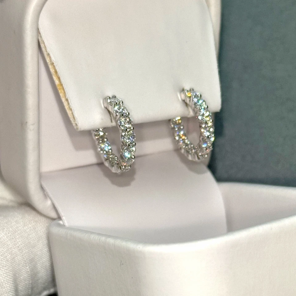 Pendientes de aro de moissanita VVS1 de 17 mm con certificación VVS1 de 2,20 CTW de plata 925 de oro de 14 quilates Foto 4 de 4