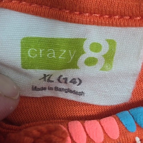 Crazy 8 Girls XL (14) Sleeveless Sundress Orange Tribal Hi Low Knee Length - Picture 5 of 6