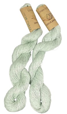 2- NEW Hanks Lotus Yarns Linen 100% Linen Light Green 50g Each Hank