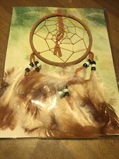 NIB Handmade Dream Catcher Feather Traditional Circular Net Wall Hanging Decor