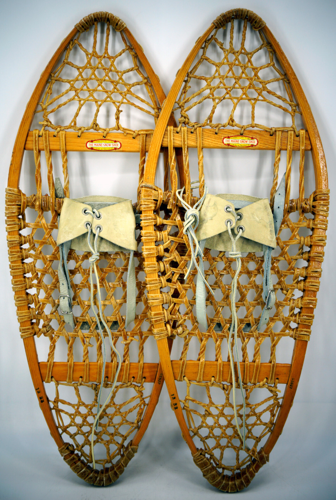 Vintage L.L. Bean The Maine Bear Paw Style Wooden Snowshoes 13x33 eBay