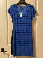 (2) NWT MAX EDITION Women's size M Dress Stretch Ruffles Blue & Black $98x2