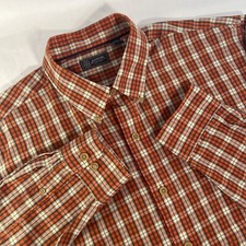 Arrow Men's XL Tall 17-17.5 Orange Plaid Long Sleeve ButtonDown Shirt BIG TALL