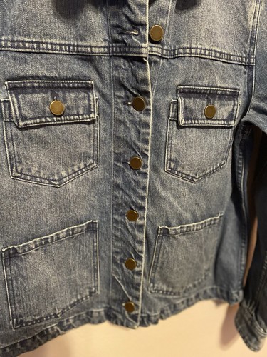 Who What Wear Women’s Blue Denim Jean Jacket Size Small Pockets Button Front - 第 3/7 張圖片