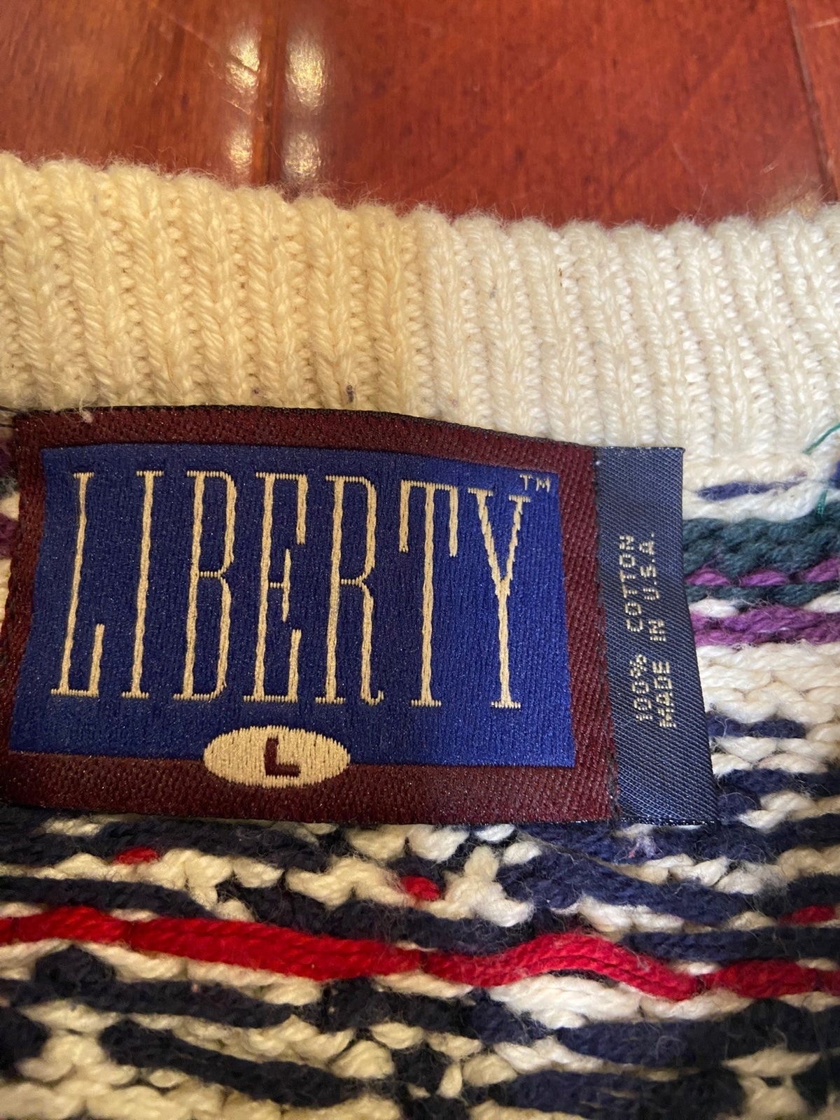 Vintage Multi Patterned Knitted Jumper Sweater 80… - image 3