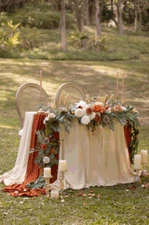 Head Table 9ft. Flower Garland with 10ft. Runner in Sunset Terracotta