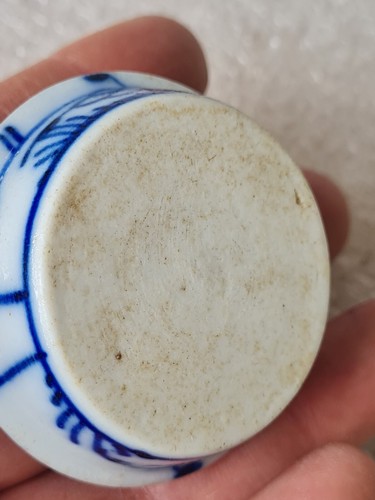 Antiguo cuenco de porcelana azul y blanco del siglo XVIII Tettau Alemania, patrón de flor de paja - Imagen 9 de 14