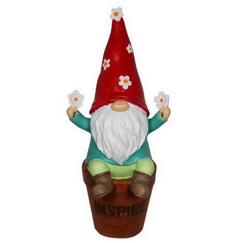 Garden Gnome Inspirational Floral Flower Pot Statue Ornament Figurine Home Decor - Picture 7 of 7