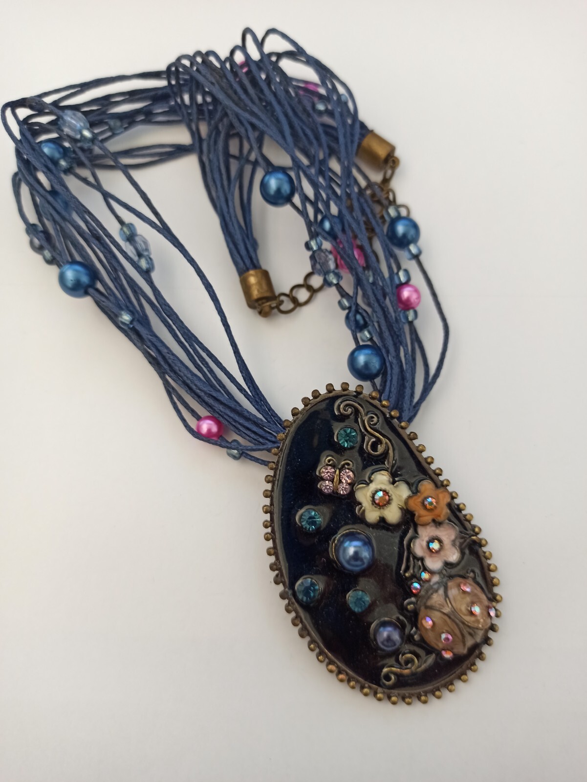 Statement Multi Strand Necklace Enamel Amorphic P… - image 17