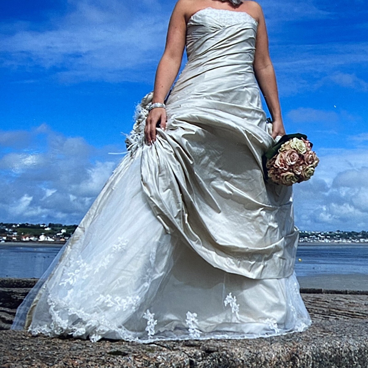 Ian Stuart Platinum FRANGIPANI wedding gown in silk Size 12