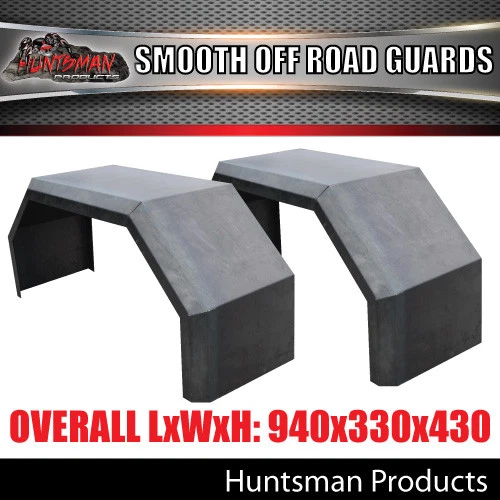 Pair Off Road Trailer Mudguards, Smooth Steel 330mm Wide Guards Aggressive folds - image 2 of 4