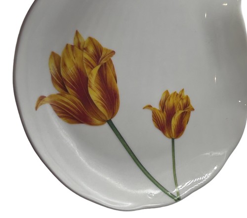 Vtg Liette International Luncheon Snack Plate & Tea Cup Floral Orange Tulip Rare - Picture 5 of 14