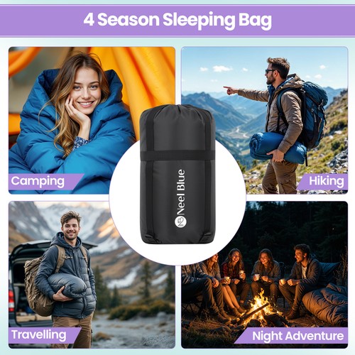 4 Season Sleeping Bag Single Waterproof Outdoor Camping Hiking Envelope Zip Bags - Picture 53 of 56