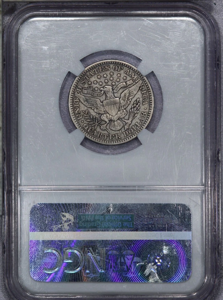 1907-S Barber Quarter 25c NGC VF30 - Mint Error Misaligned Obverse Die! COOL! LB - Image 2 of 2