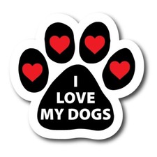 I Love My Dogs Pawprint Car Magnet By Magnet Me Up 5" Paw Print Auto Truck Decal