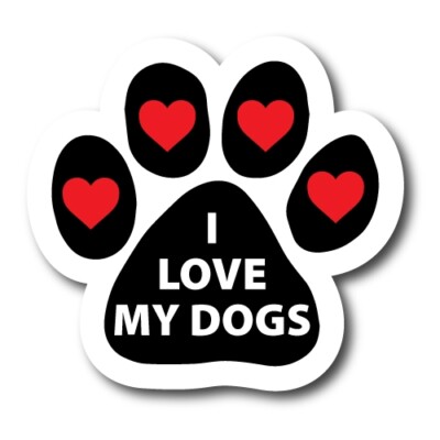 I Love My Dogs Pawprint Car Magnet By Magnet Me Up 5'' Paw Print Auto Truck Decal
