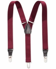  90 Club Room Men'S Purple Solid Elastic Stretch Metal Clip-On End Suspenders
