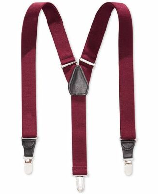 $90 Club Room Men'S Purple Solid Elastic Stretch Metal Clip-On End Suspenders
