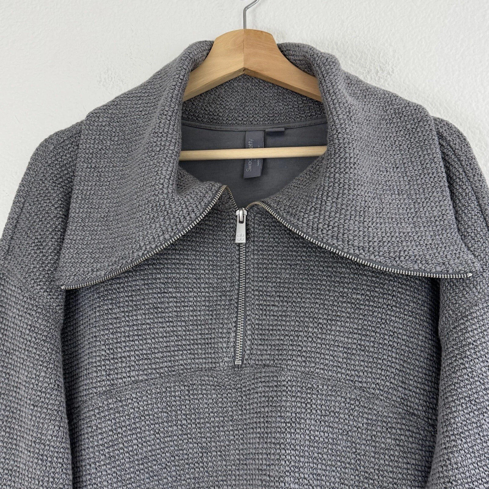sweaty-betty restful boucle half zip collared athleisure sweatshirt