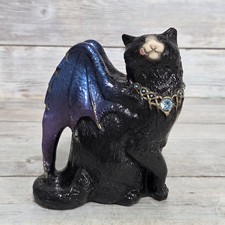 Vintage Windstone Editions Flap Cat Dragon Wings Tuxedo Black White Melody Pena