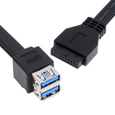 Dual Port USB 3.0 Female TypeA to 20Pin 19Pin Motherboard Header Cable