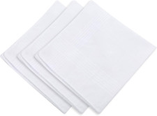 3 Pcs White Handkerchief, Soft Cotton Pocket Square for Men Sweat Absorbing Hand