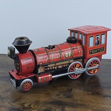 Vintage Modern Toys Train Mystery Action Red Frontier Tin Litho