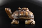 S3428: Japanese Stone jade/jewels Turtle STATUE sculpture Ornament Lucky charm