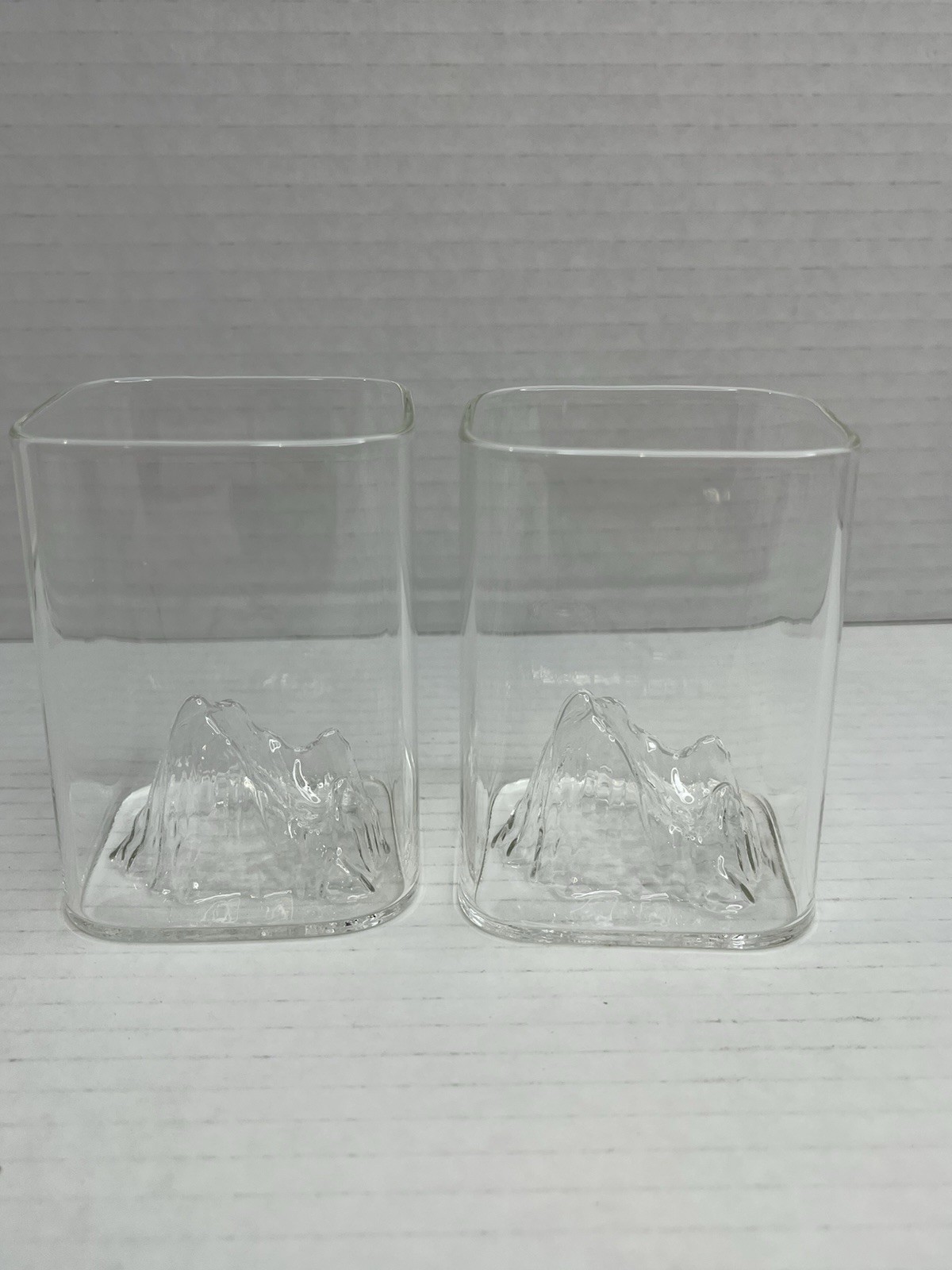 2 Glass Whiskey 3D Peaks Mountain Bar Rocks Glasses Square Mouth Sipping Japan