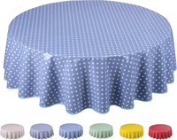 Wachstuch Tischdecke Abwaschbar Rund 140Cm Kleine Tupfen (Blau Grau)