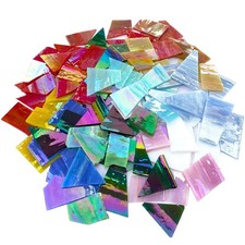 2.2LB Iridescent Mixed-Color Stained Glass Scraps - Irregular Mosaic Tiles  ...