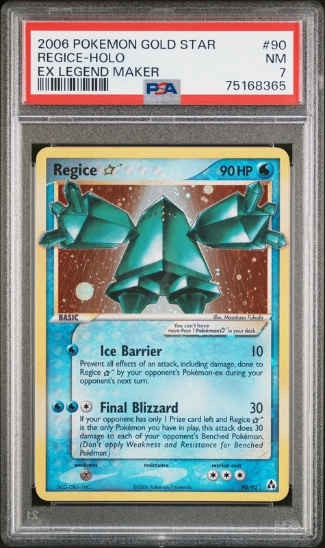 PSA 7 REGICE GOLD STAR 90/92 | EX Legend Maker Holo Pokemon Card