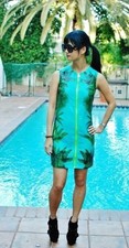 VERSACE H&M Crocodile palm Tree sequin dress US 10 Euro 40 M Green AUTHENTIC