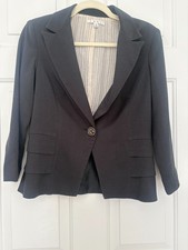 Cabi Bossy Blazer Style 230 Charcoal Gray Peplum Ruffle Hem Career Jacket Size 4