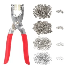 100Set Metal Snap Button Kit 9.5mm Hollow Prong Snap Button Fasteners Tool White