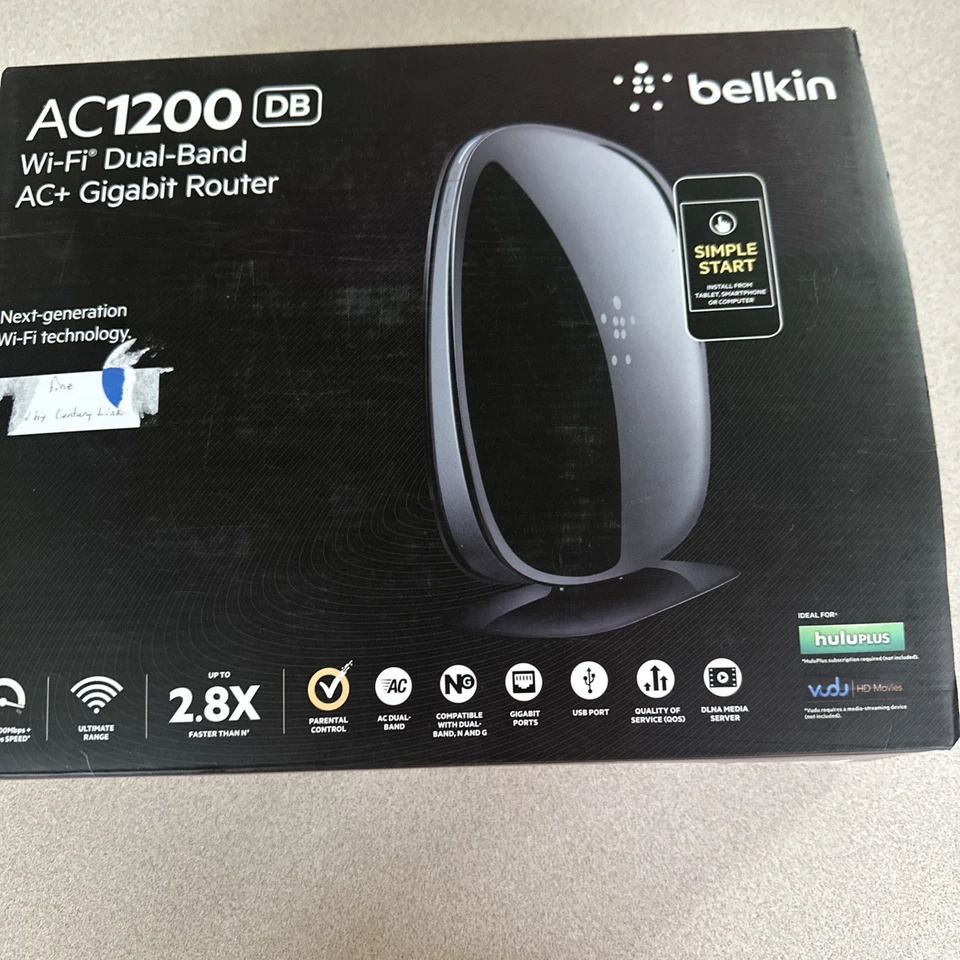 Belkin AC 1200 DB Wi-Fi Dual-Band AC+ Gigabit Router (F9K1113) - No Power Cord - Image 4 of 4