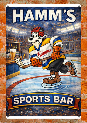 Hamms Beer Sport Bar Bear Metal Sign Bar Man Cave Hamm's Decor Read Des